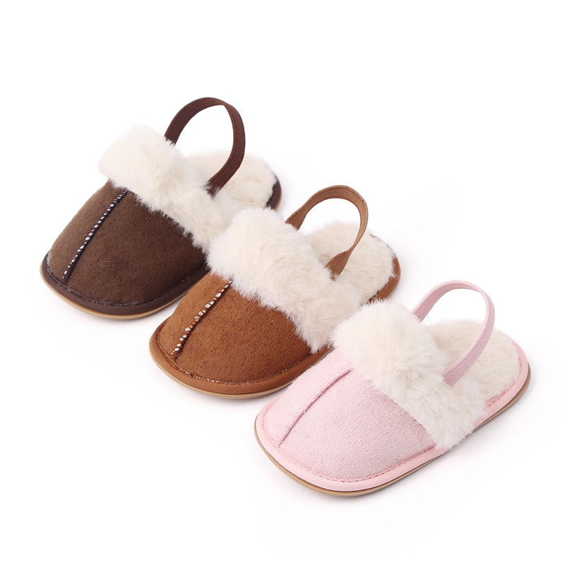 Baby Warm Winter Indoor Sandal with Fluffy Cotton Soft Anti-slip Sole High Quality Hot Selling for 0-12 Months Baby Boys Girls
