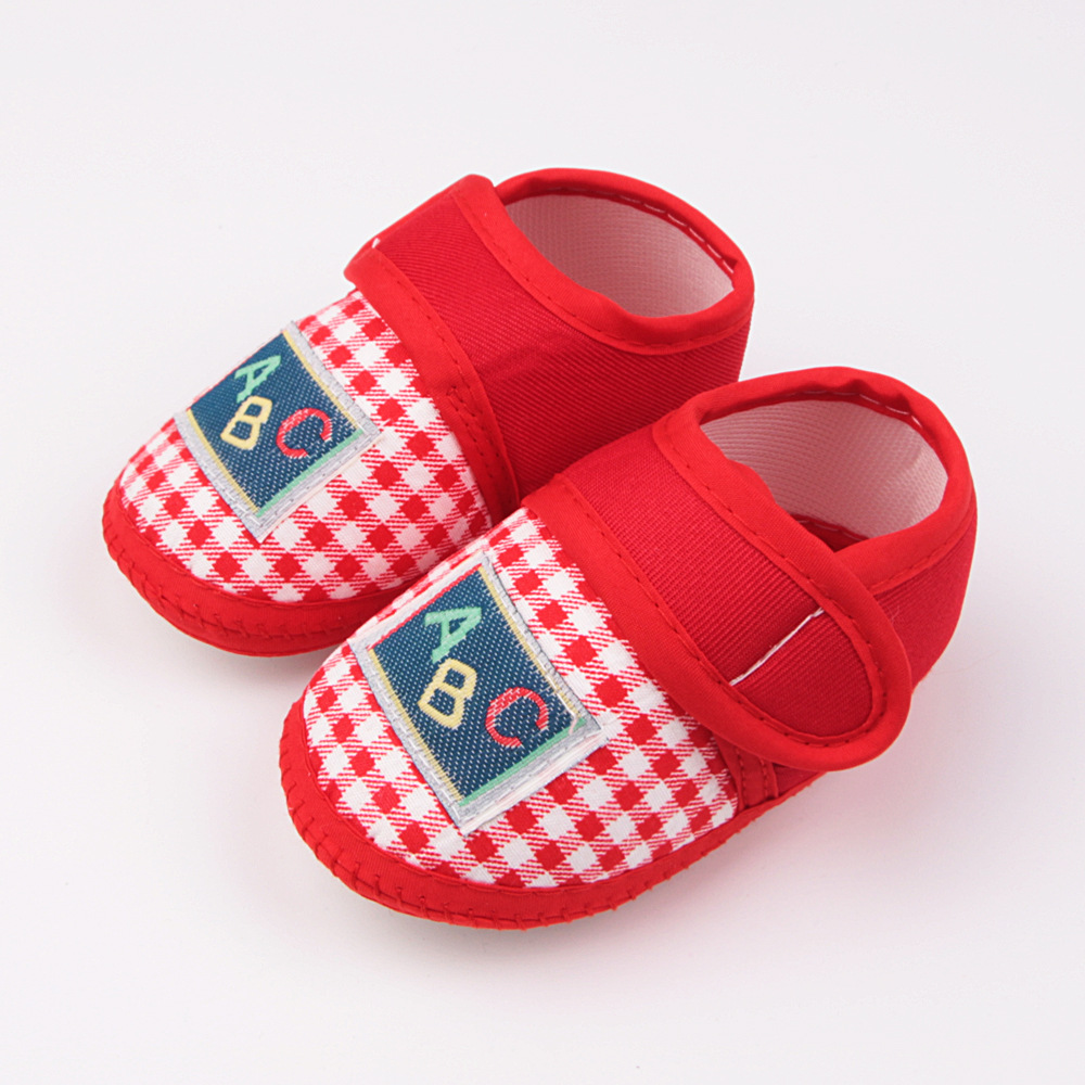 0-12months Baby Girls Boys Walking Shoes Cute Plaid Shoes Comfortable Non Slip Flats Shoes with