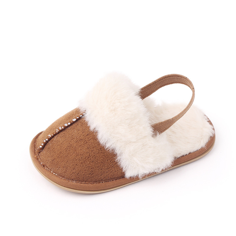 Baby Warm Winter Indoor Sandal with Fluffy Cotton Soft Anti-slip Sole High Quality Hot Selling for 0-12 Months Baby Boys Girls