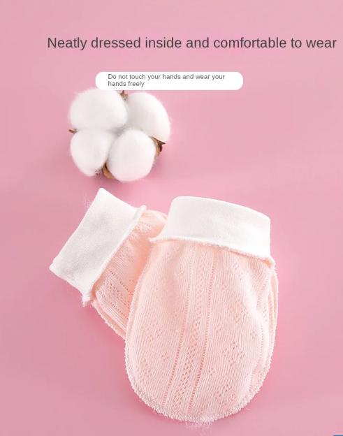 Newborn Anti Scratch Gloves 0-12 Months Baby Spring Summer Protective Gloves Pure Cotton Baby Anti Scratch Face Thin Design New
