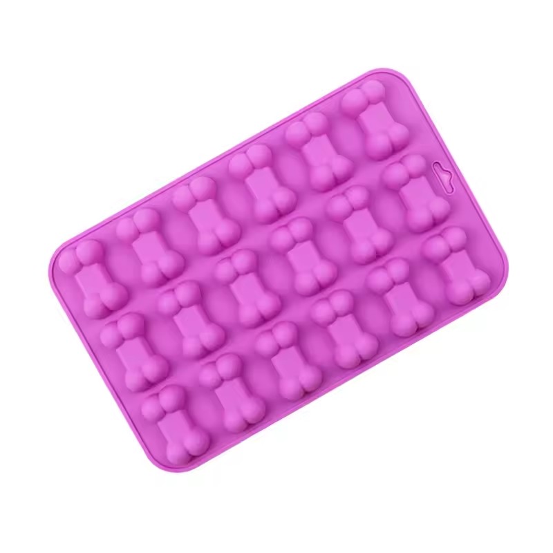 1Pc Silicone 18 Continuous Dog Bone Mold Baking DIY Cake Flip Sugar Biscuit Chocolate Ice Grid Mold Fire Paint Wax Mold