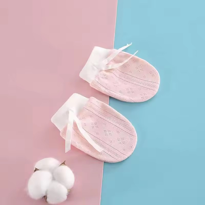 Newborn Anti Scratch Gloves 0-12 Months Baby Spring Summer Protective Gloves Pure Cotton Baby Anti Scratch Face Thin Design New