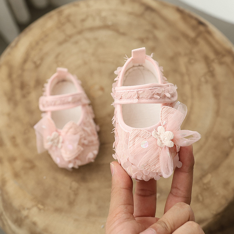 Baby Girl Princess Bow Flats Shoes Infants Petal Walker Crib Shoes for Newborn Infants Cute Soft Soles First Walkers