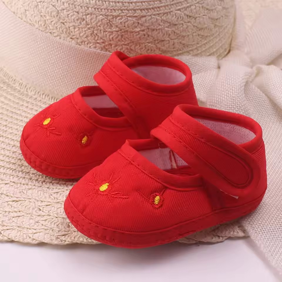 Cotton Fabric Baby Shoes Non-Slip Soft-Soled Walking Shoe Flower Embroidery Newborn Sandals Summer Kids Girl Footwear 0-1Year