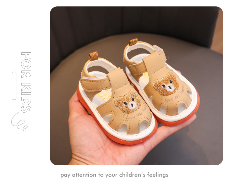 Summer Toddler Sandals 0-2 Years Children Whistle Shoe infant Sandals Baby boy Girl Cartoon Soft Sole toe Anti-collision Sandals
