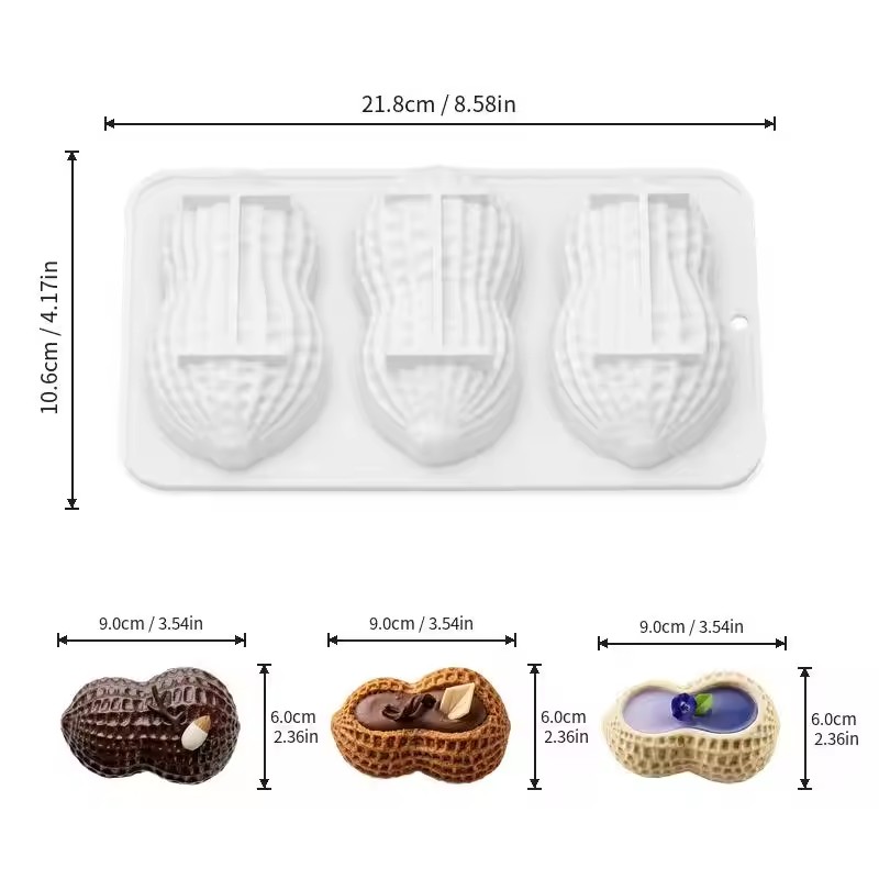 1Pc Peanut Nut Shaped Silicone Mold Heat Resistant Mousse Cake Chocolate Cookie Baking Mold for DIY Pastry Kitchen Baking Tools