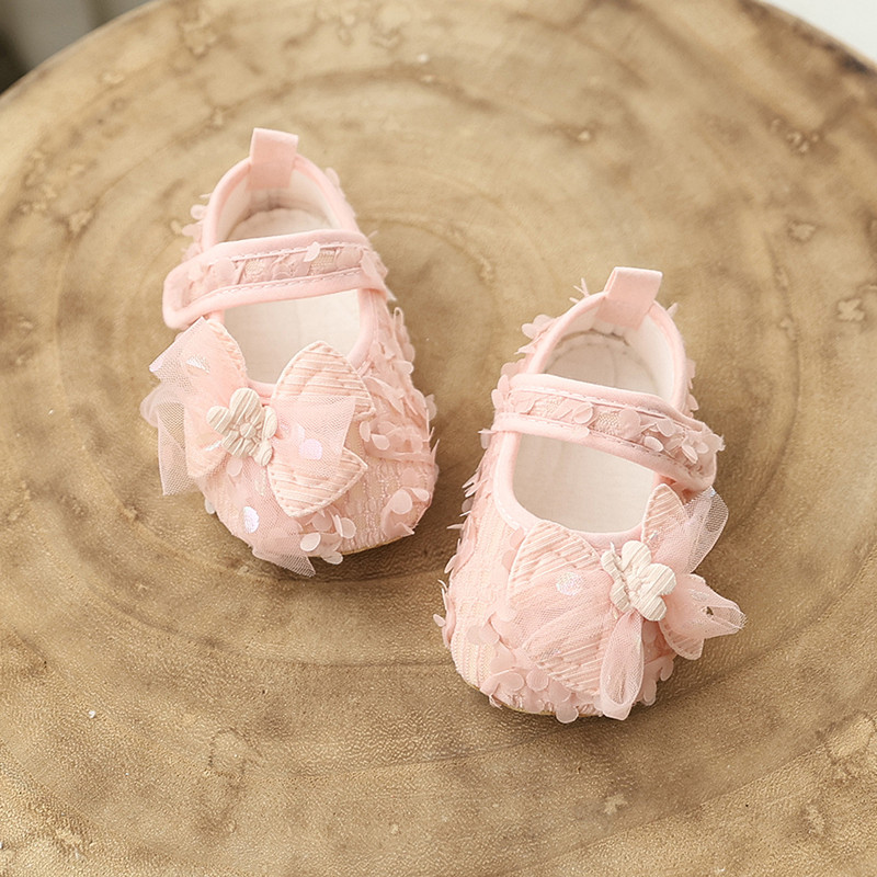 Baby Girl Princess Bow Flats Shoes Infants Petal Walker Crib Shoes for Newborn Infants Cute Soft Soles First Walkers