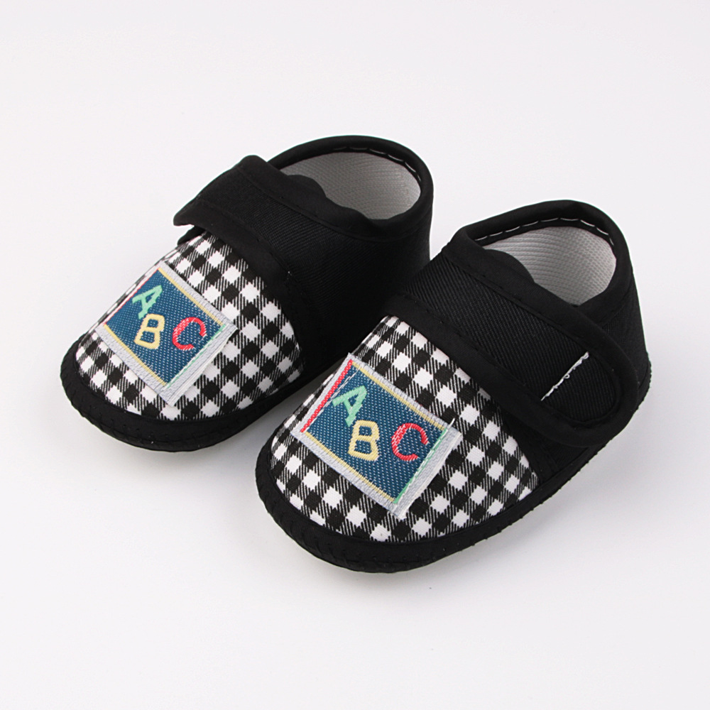0-12months Baby Girls Boys Walking Shoes Cute Plaid Shoes Comfortable Non Slip Flats Shoes with