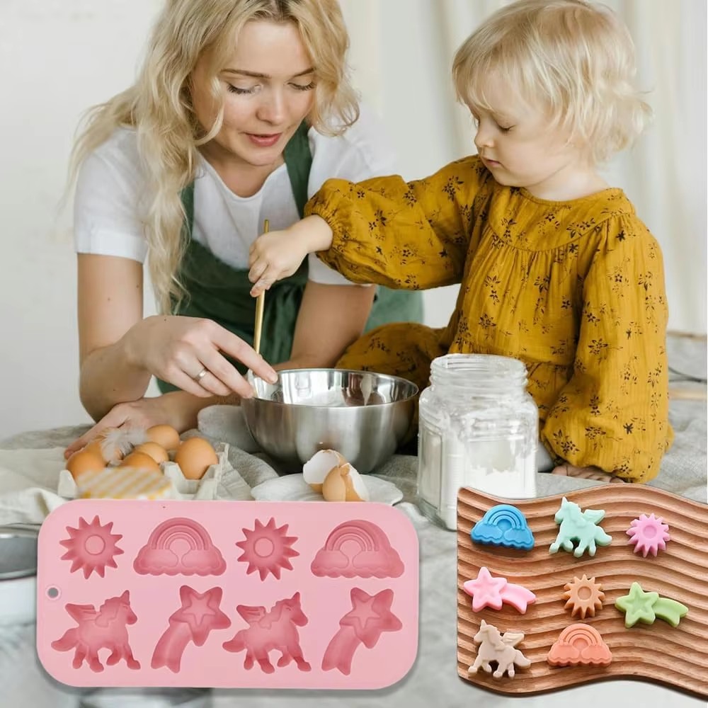 1Pc Unicorn Silicone Mold 8 Cavity 3D Flying Unicorn Themed Baking Tools Fondant Cake Chocolate Mould Cake Decorating Tools