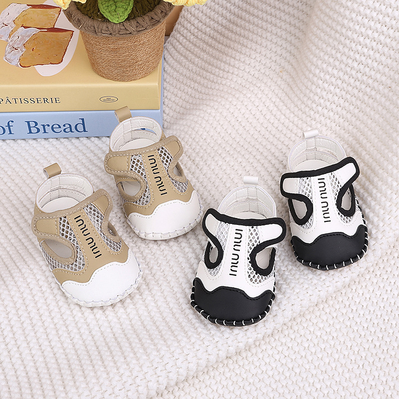 Infant Hollow Mesh Breathable Sandals, Soft Non-slip Sole Baby Shoes with Adjustable Velcro for Toddlers