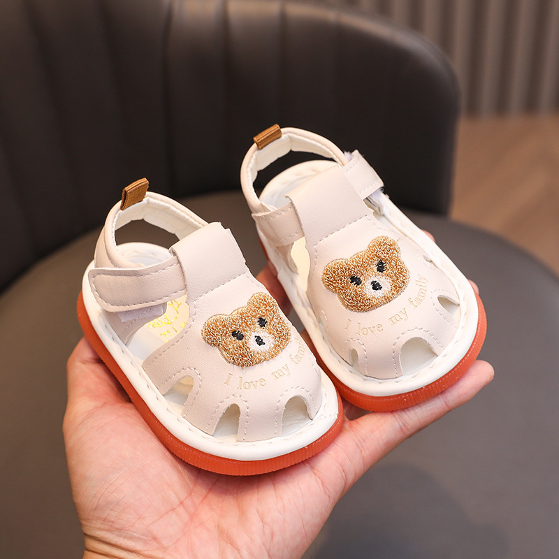Summer Toddler Sandals 0-2 Years Children Whistle Shoe infant Sandals Baby boy Girl Cartoon Soft Sole toe Anti-collision Sandals