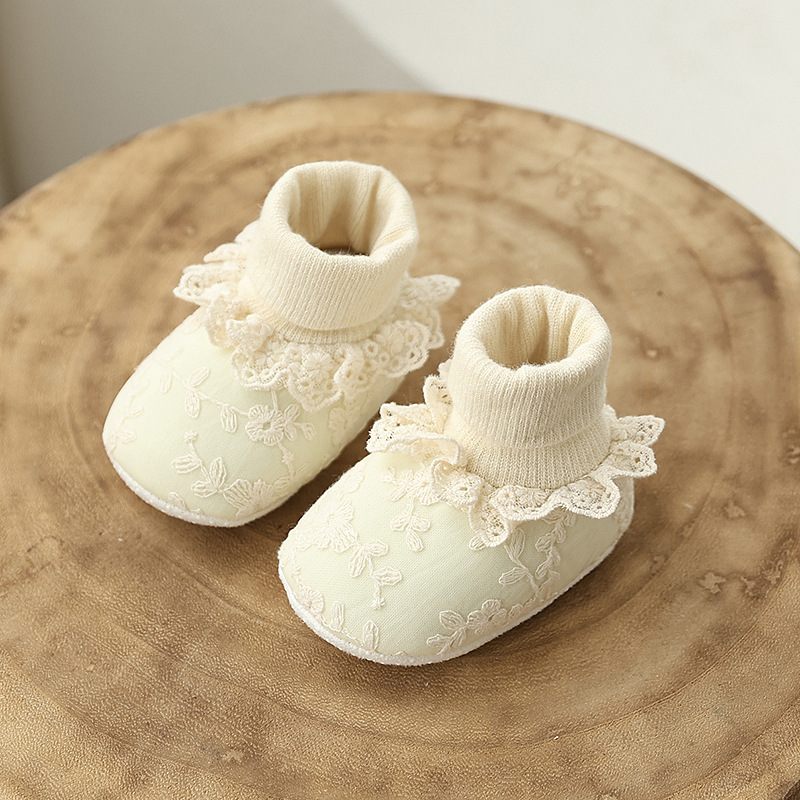 Winter Baby With Plush Front Step Cotton Shoes 0-1 Year Old Female Baby Warm and Sweet Princess Shoes Baby Cotton Shoes Socks