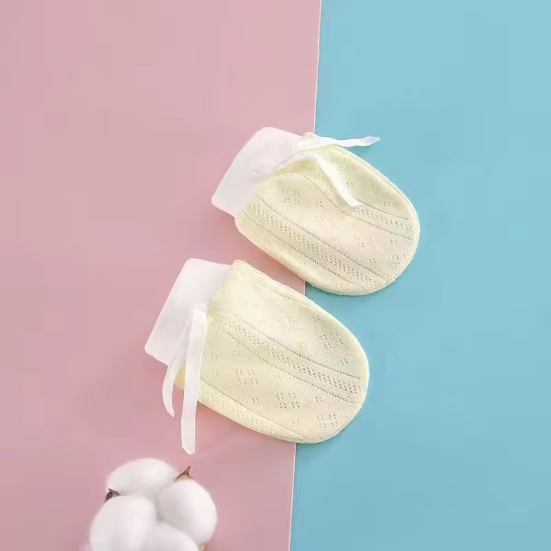 Newborn Anti Scratch Gloves 0-12 Months Baby Spring Summer Protective Gloves Pure Cotton Baby Anti Scratch Face Thin Design New