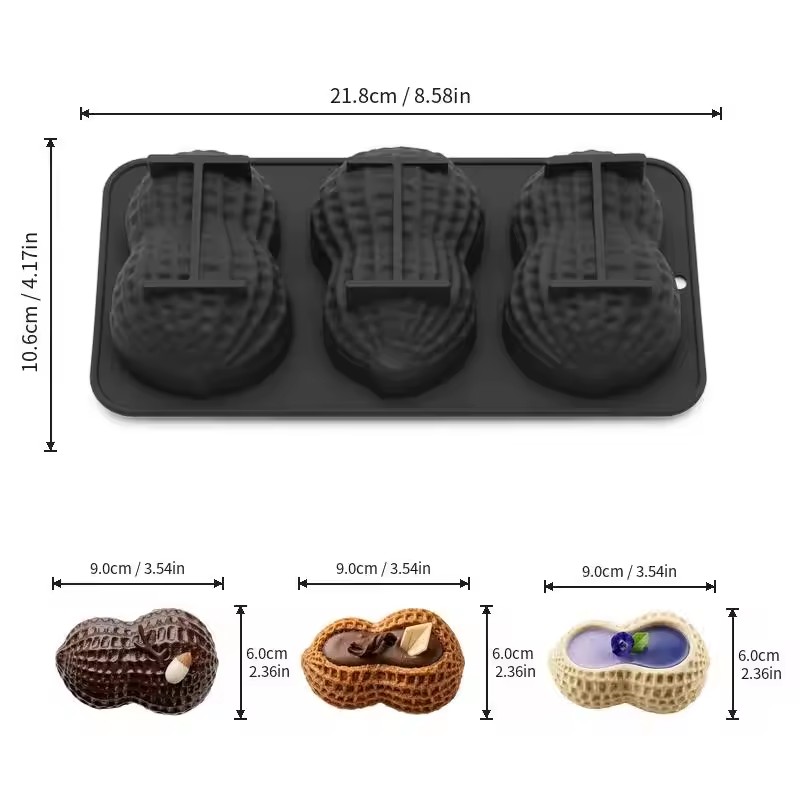 1Pc Peanut Nut Shaped Silicone Mold Heat Resistant Mousse Cake Chocolate Cookie Baking Mold for DIY Pastry Kitchen Baking Tools