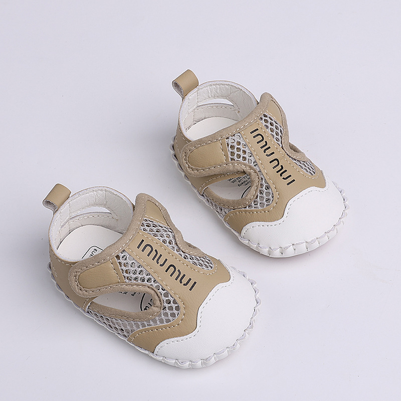 Infant Hollow Mesh Breathable Sandals, Soft Non-slip Sole Baby Shoes with Adjustable Velcro for Toddlers