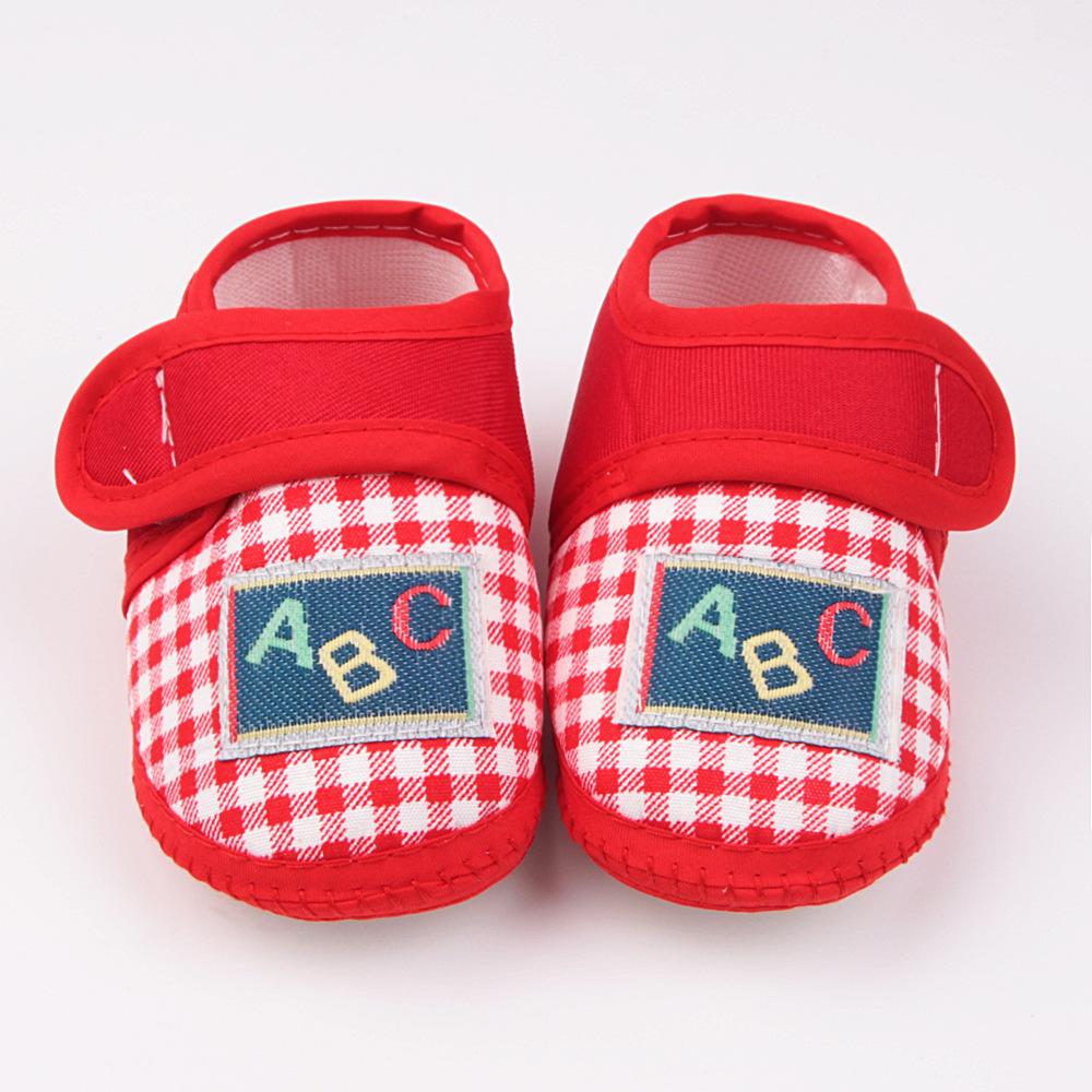 0-12months Baby Girls Boys Walking Shoes Cute Plaid Shoes Comfortable Non Slip Flats Shoes with