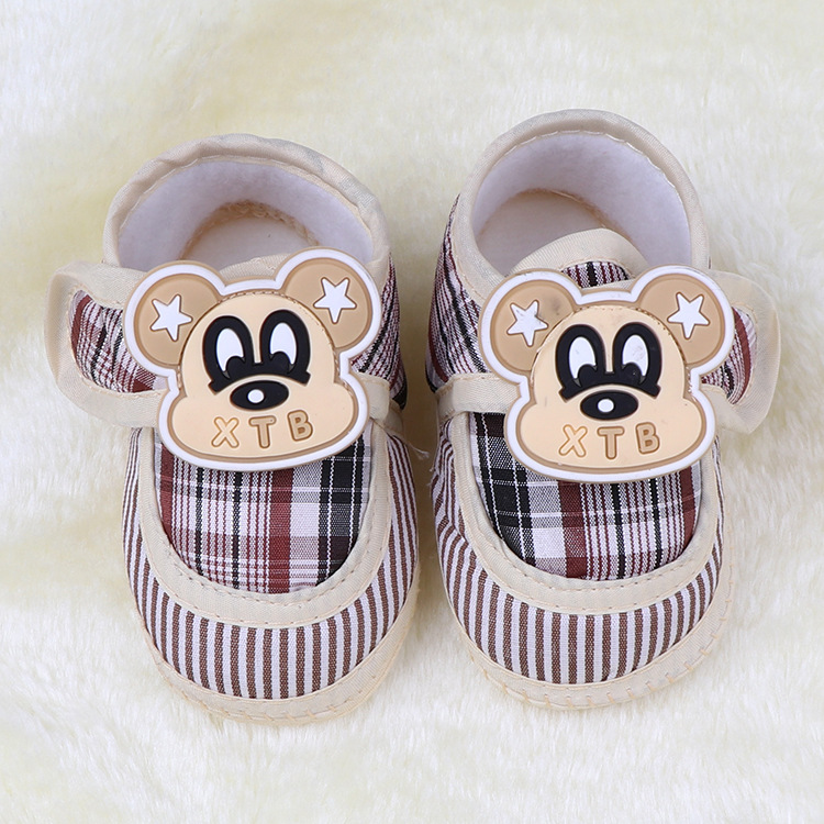 Cute Cartoon Patch Infant Soft Sole Shoes, Stripe Patch Light Anti-slip Crib Shoes for Newborn Boys Girls Spring Autumn