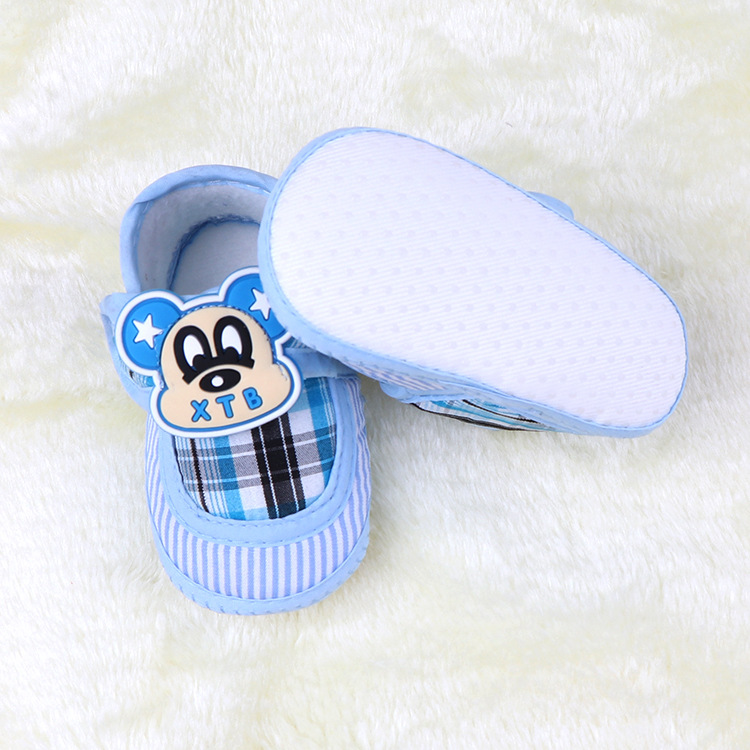 Cute Cartoon Patch Infant Soft Sole Shoes, Stripe Patch Light Anti-slip Crib Shoes for Newborn Boys Girls Spring Autumn