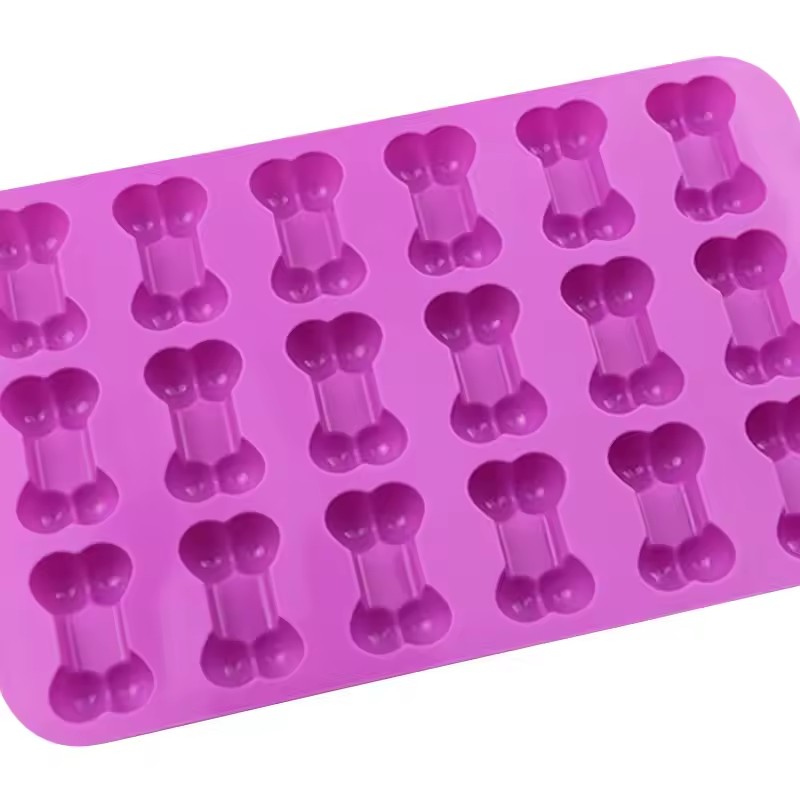 1Pc Silicone 18 Continuous Dog Bone Mold Baking DIY Cake Flip Sugar Biscuit Chocolate Ice Grid Mold Fire Paint Wax Mold
