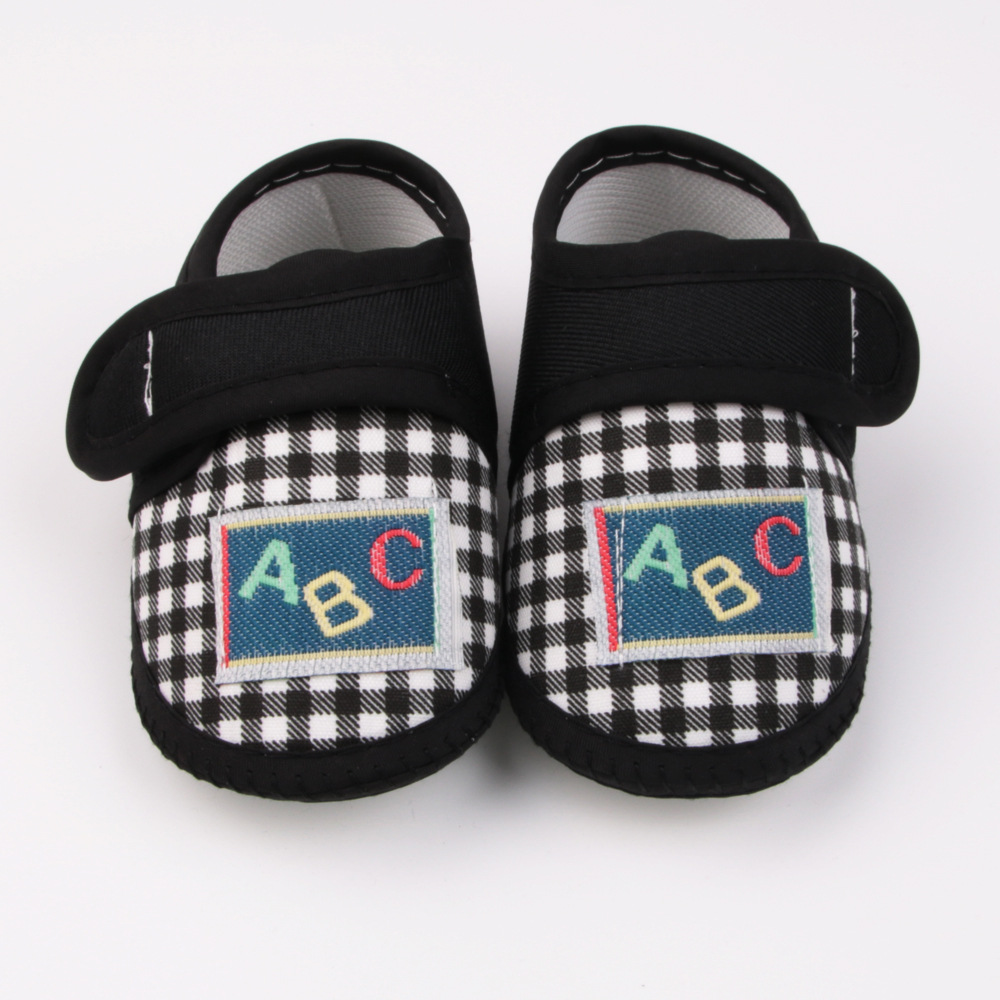 0-12months Baby Girls Boys Walking Shoes Cute Plaid Shoes Comfortable Non Slip Flats Shoes with