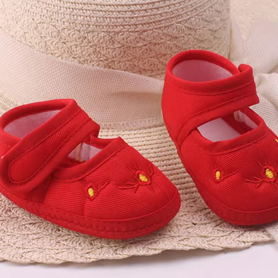 Cotton Fabric Baby Shoes Non-Slip Soft-Soled Walking Shoe Flower Embroidery Newborn Sandals Summer Kids Girl Footwear 0-1Year