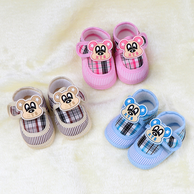 Cute Cartoon Patch Infant Soft Sole Shoes, Stripe Patch Light Anti-slip Crib Shoes for Newborn Boys Girls Spring Autumn