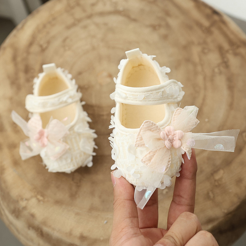 Baby Girl Princess Bow Flats Shoes Infants Petal Walker Crib Shoes for Newborn Infants Cute Soft Soles First Walkers