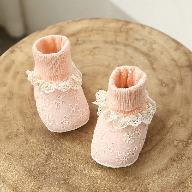 Winter Baby With Plush Front Step Cotton Shoes 0-1 Year Old Female Baby Warm and Sweet Princess Shoes Baby Cotton Shoes Socks