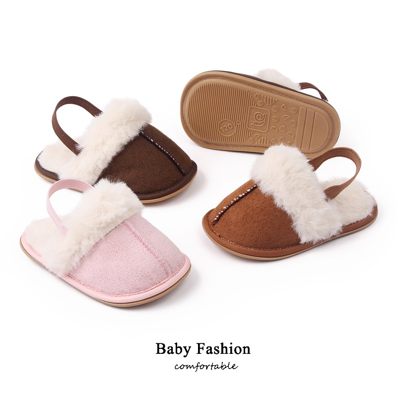 Baby Warm Winter Indoor Sandal with Fluffy Cotton Soft Anti-slip Sole High Quality Hot Selling for 0-12 Months Baby Boys Girls