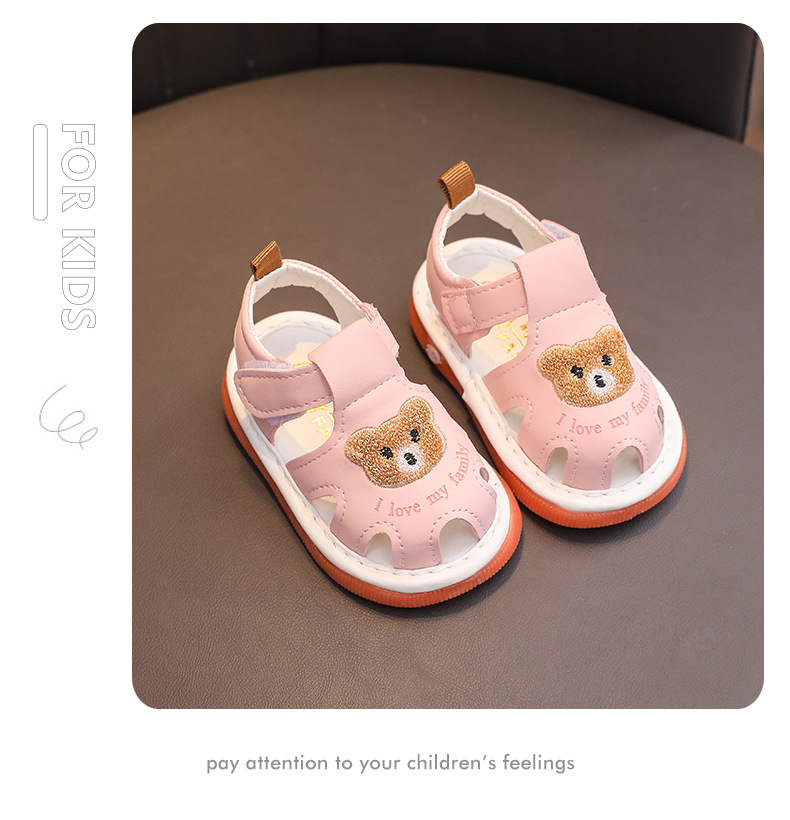 Summer Toddler Sandals 0-2 Years Children Whistle Shoe infant Sandals Baby boy Girl Cartoon Soft Sole toe Anti-collision Sandals