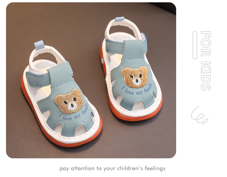 Summer Toddler Sandals 0-2 Years Children Whistle Shoe infant Sandals Baby boy Girl Cartoon Soft Sole toe Anti-collision Sandals