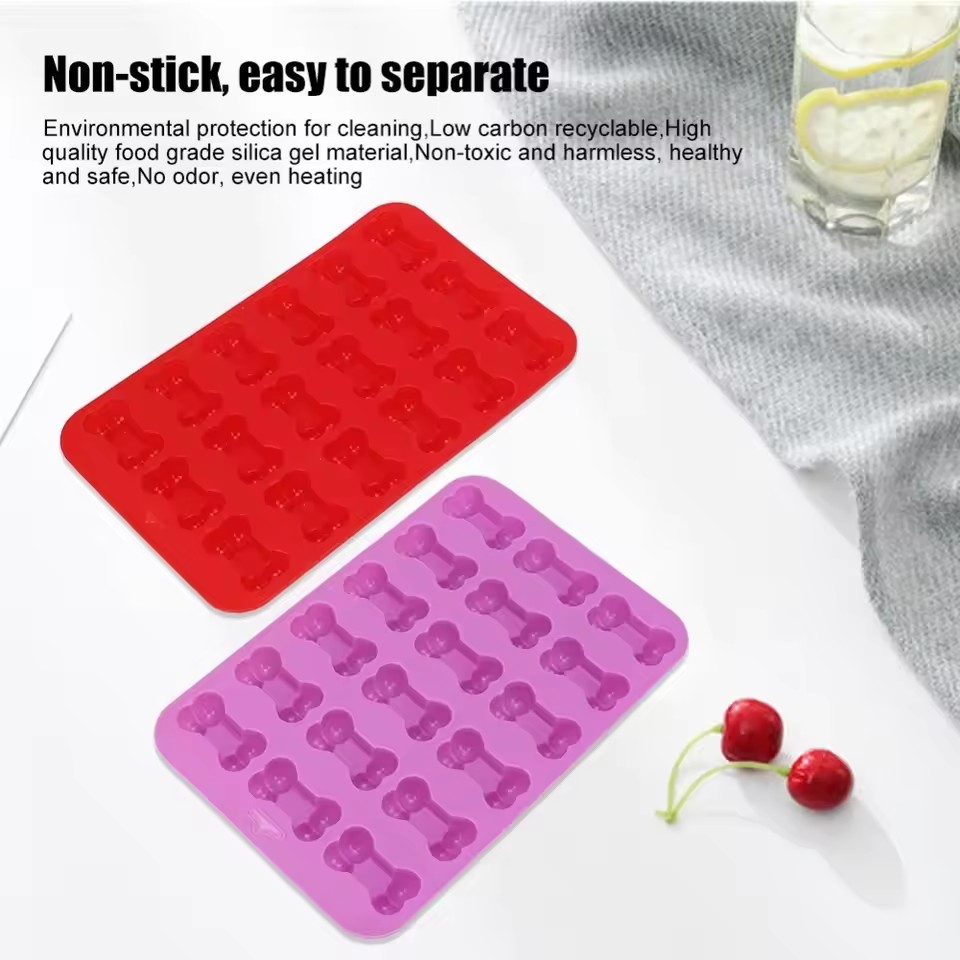 1Pc Silicone 18 Continuous Dog Bone Mold Baking DIY Cake Flip Sugar Biscuit Chocolate Ice Grid Mold Fire Paint Wax Mold