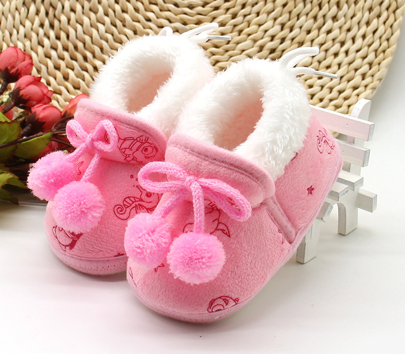 New Fashion Comfortable Shoes Newborn Baby Girls Boys Soft Booties Solid Pompom Snow Boots Infant Toddler Newborn Warming Shoes