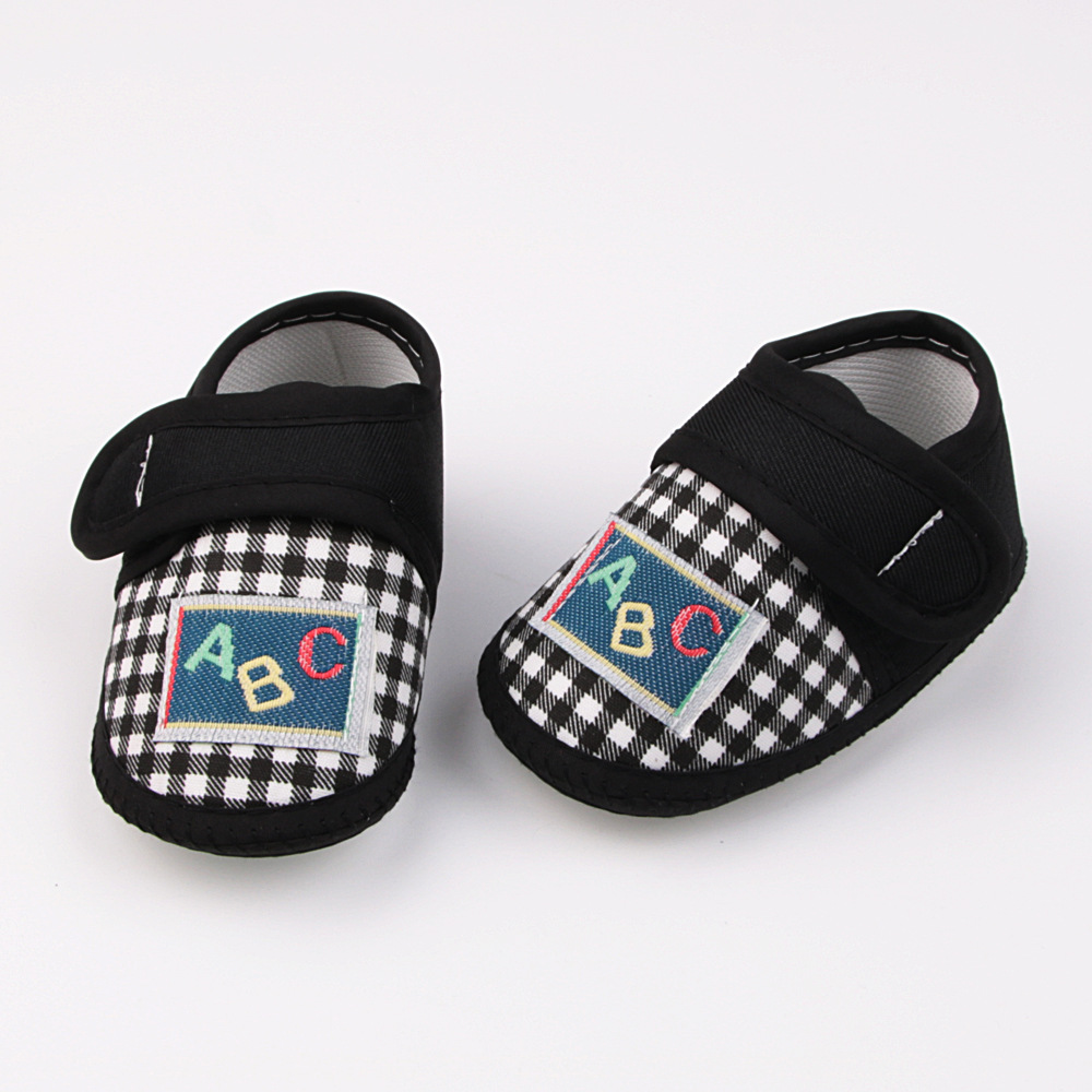 0-12months Baby Girls Boys Walking Shoes Cute Plaid Shoes Comfortable Non Slip Flats Shoes with