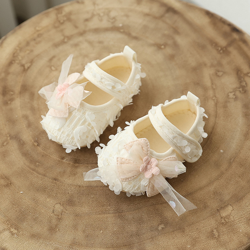 Baby Girl Princess Bow Flats Shoes Infants Petal Walker Crib Shoes for Newborn Infants Cute Soft Soles First Walkers