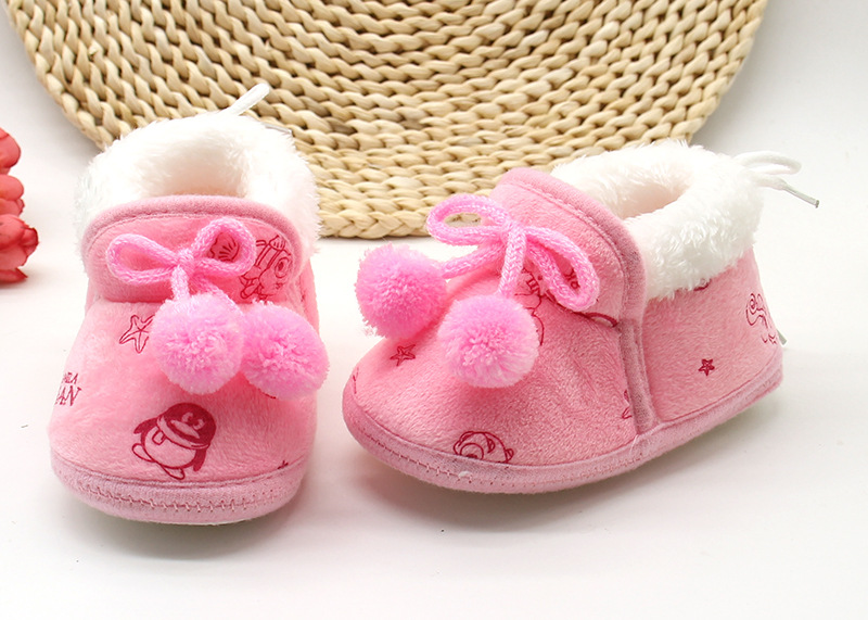 New Fashion Comfortable Shoes Newborn Baby Girls Boys Soft Booties Solid Pompom Snow Boots Infant Toddler Newborn Warming Shoes