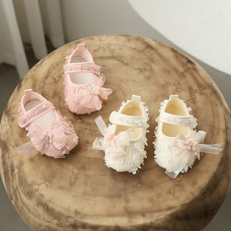 Baby Girl Princess Bow Flats Shoes Infants Petal Walker Crib Shoes for Newborn Infants Cute Soft Soles First Walkers