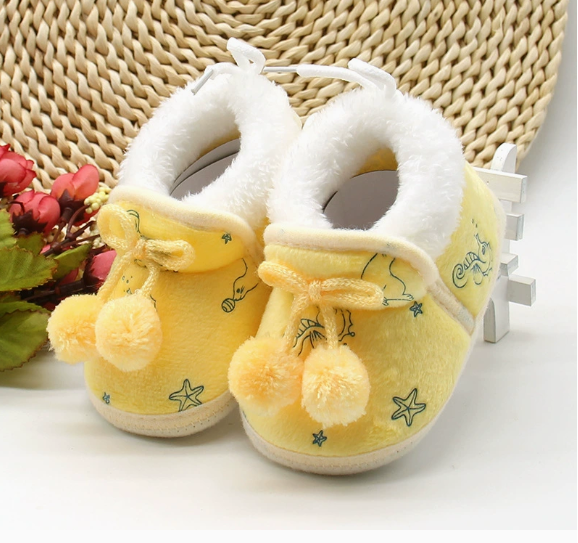 New Fashion Comfortable Shoes Newborn Baby Girls Boys Soft Booties Solid Pompom Snow Boots Infant Toddler Newborn Warming Shoes