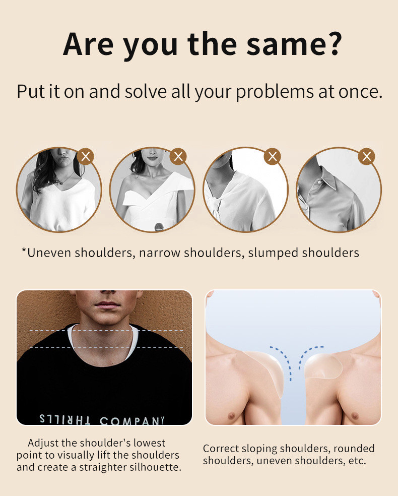 1 Pair Silicone Shoulder Pads Invisible Right-angle Shoulder Pads Enlarged And Thickened Shoulder Pads