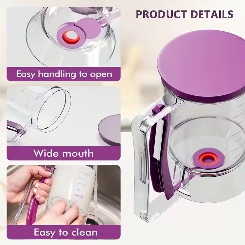 Durable 900ml Batter Separator Dispenser with Measuring Label Squeeze Handle for Pancake Cookie Cake Waffle Batter Storage