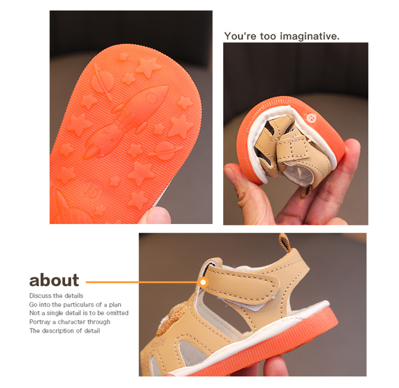 Summer Toddler Sandals 0-2 Years Children Whistle Shoe infant Sandals Baby boy Girl Cartoon Soft Sole toe Anti-collision Sandals