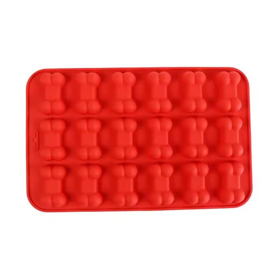 1Pc Silicone 18 Continuous Dog Bone Mold Baking DIY Cake Flip Sugar Biscuit Chocolate Ice Grid Mold Fire Paint Wax Mold