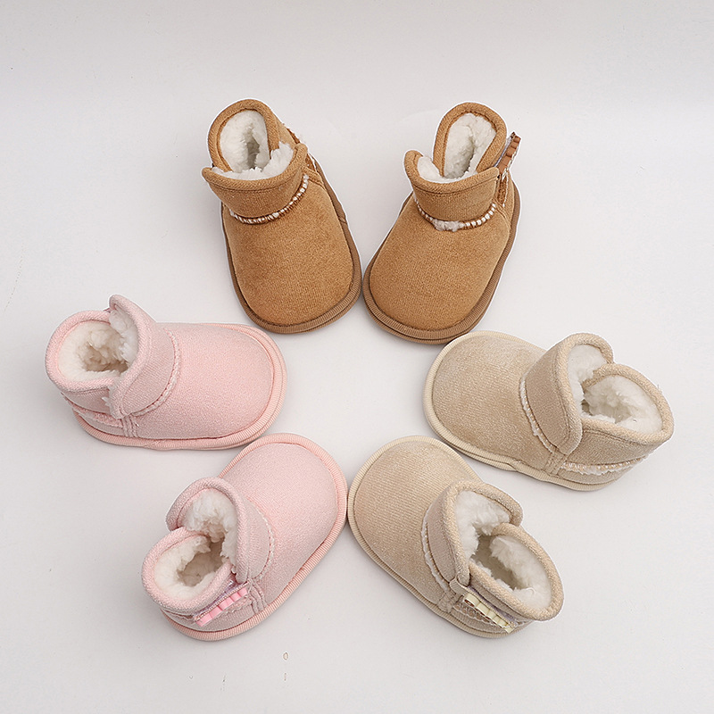 Baby Girls Boys Winter Ankle Boots Non-slip Newborn Snow Shoes Soft Bottom Fleece Warm Flats Casual Toddler Infant Walking Shoes