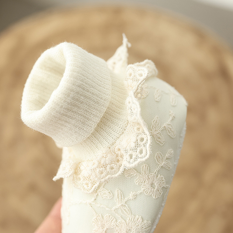 Winter Baby With Plush Front Step Cotton Shoes 0-1 Year Old Female Baby Warm and Sweet Princess Shoes Baby Cotton Shoes Socks