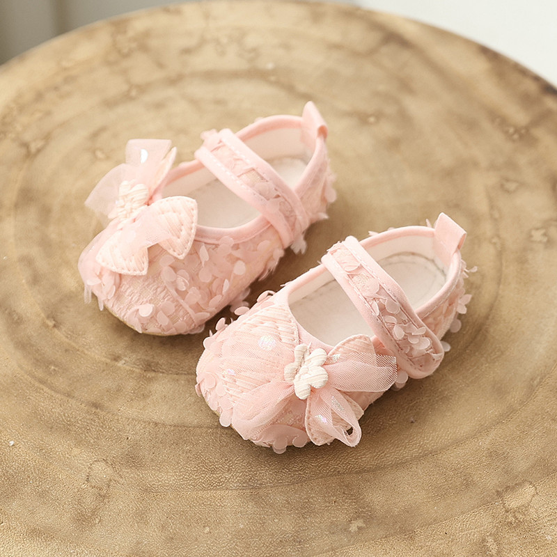 Baby Girl Princess Bow Flats Shoes Infants Petal Walker Crib Shoes for Newborn Infants Cute Soft Soles First Walkers