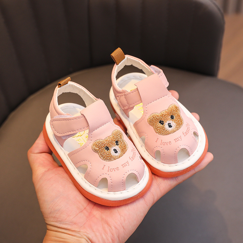 Summer Toddler Sandals 0-2 Years Children Whistle Shoe infant Sandals Baby boy Girl Cartoon Soft Sole toe Anti-collision Sandals