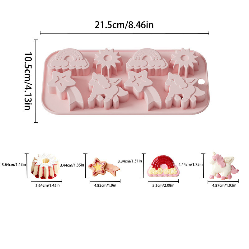 1Pc Unicorn Silicone Mold 8 Cavity 3D Flying Unicorn Themed Baking Tools Fondant Cake Chocolate Mould Cake Decorating Tools