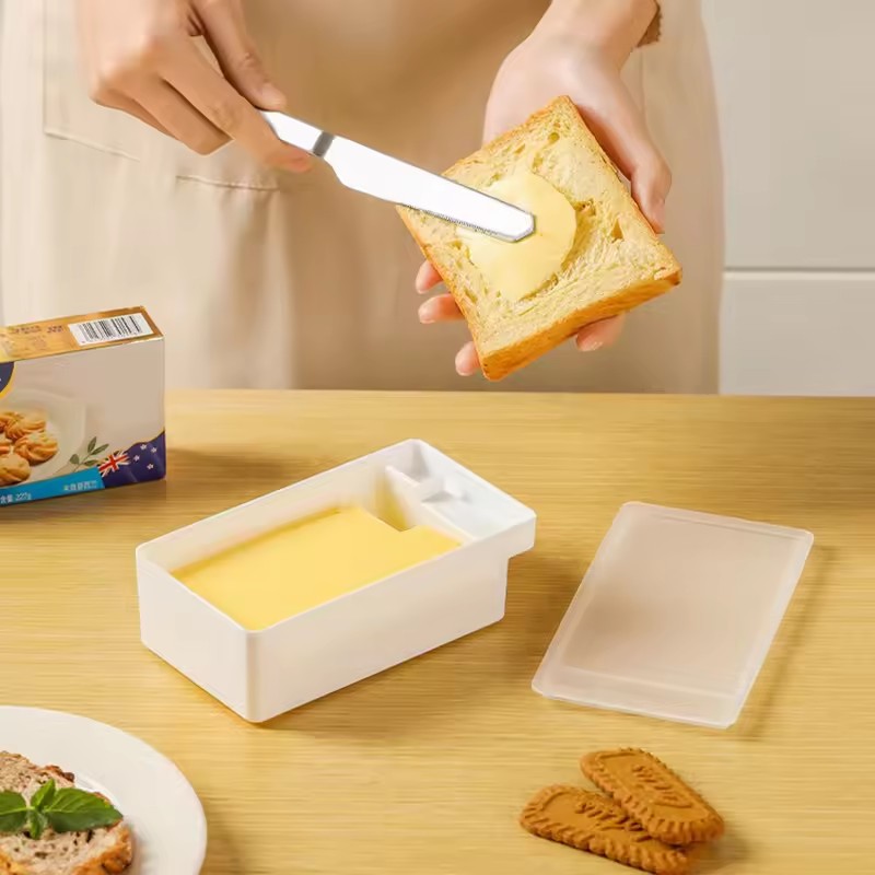 Butter Cheese Storage Box Butter Cutter Box With Lid And Knife Countertop Butter Keeper For Refrigerator Kitchen