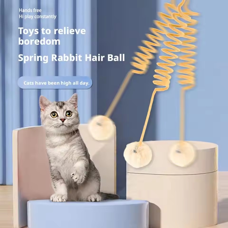 Cat Spring Toys, Self-Play Hanging Stretchable Cat Spring，Cat Toys for Indoor Cats Kitten Chasing and Playing