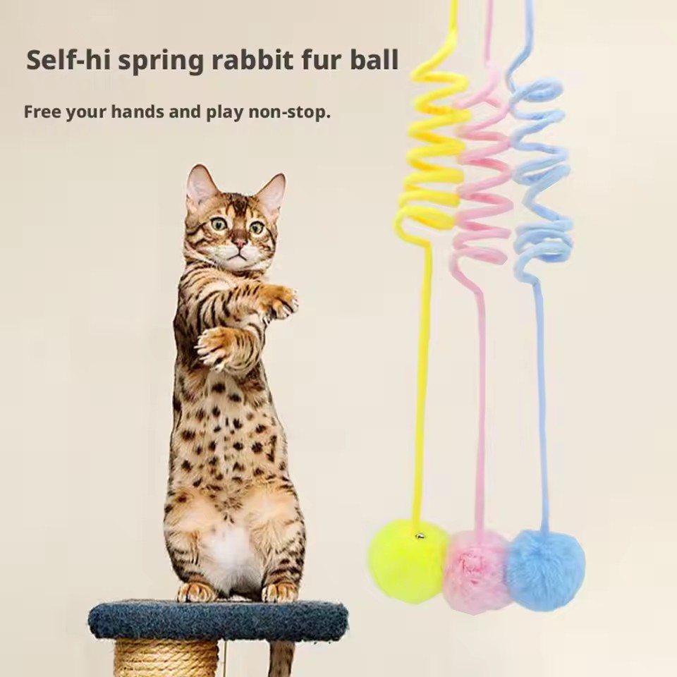 Cat Spring Toys, Self-Play Hanging Stretchable Cat Spring，Cat Toys for Indoor Cats Kitten Chasing and Playing